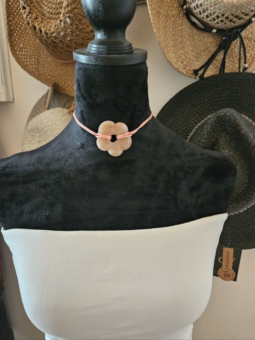 Pink Flower Pendant Choker Necklace